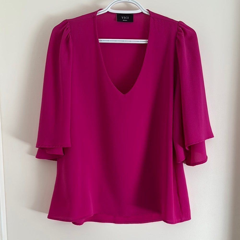 Vici Pink 3/4 Sleeve Blouse
